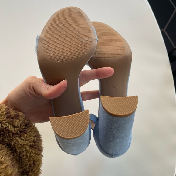 Windsor Dusty Blue Faux Suede Block Heel Sandal - 8 - Picture 4 of 4